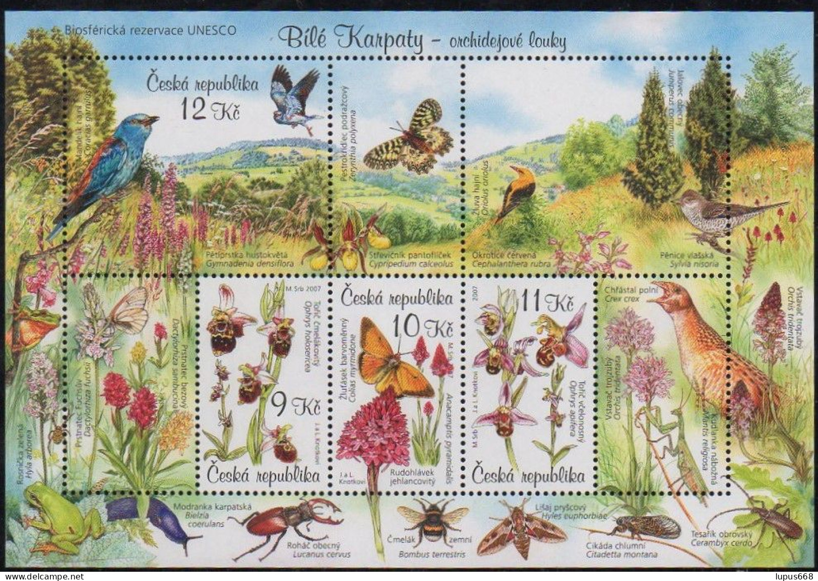 Tschechische Republik 2007 MiNr. 525/ 528 (Block 28) **/ Mnh ;  Biosphärenreservat "Weiße Karpaten" - Blocs-feuillets