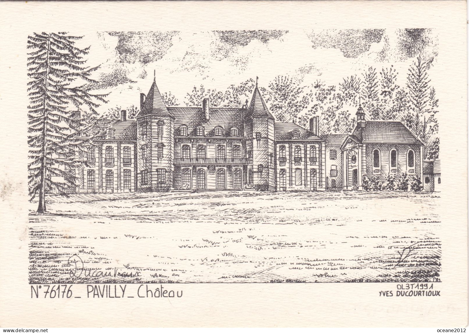 [76] Seine Maritim. Pavilly. Chateau Illustration. Carte De Correspondance - Pavilly