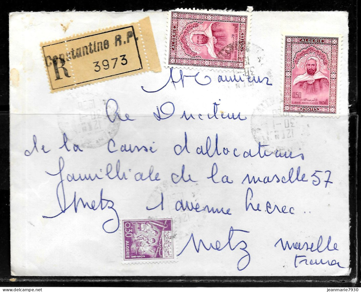 CC269 - ALGERIE - LETTRE RECOMMANDEE DE CONSTANTINE DE 1968 POUR METZ - Algeria (1962-...)