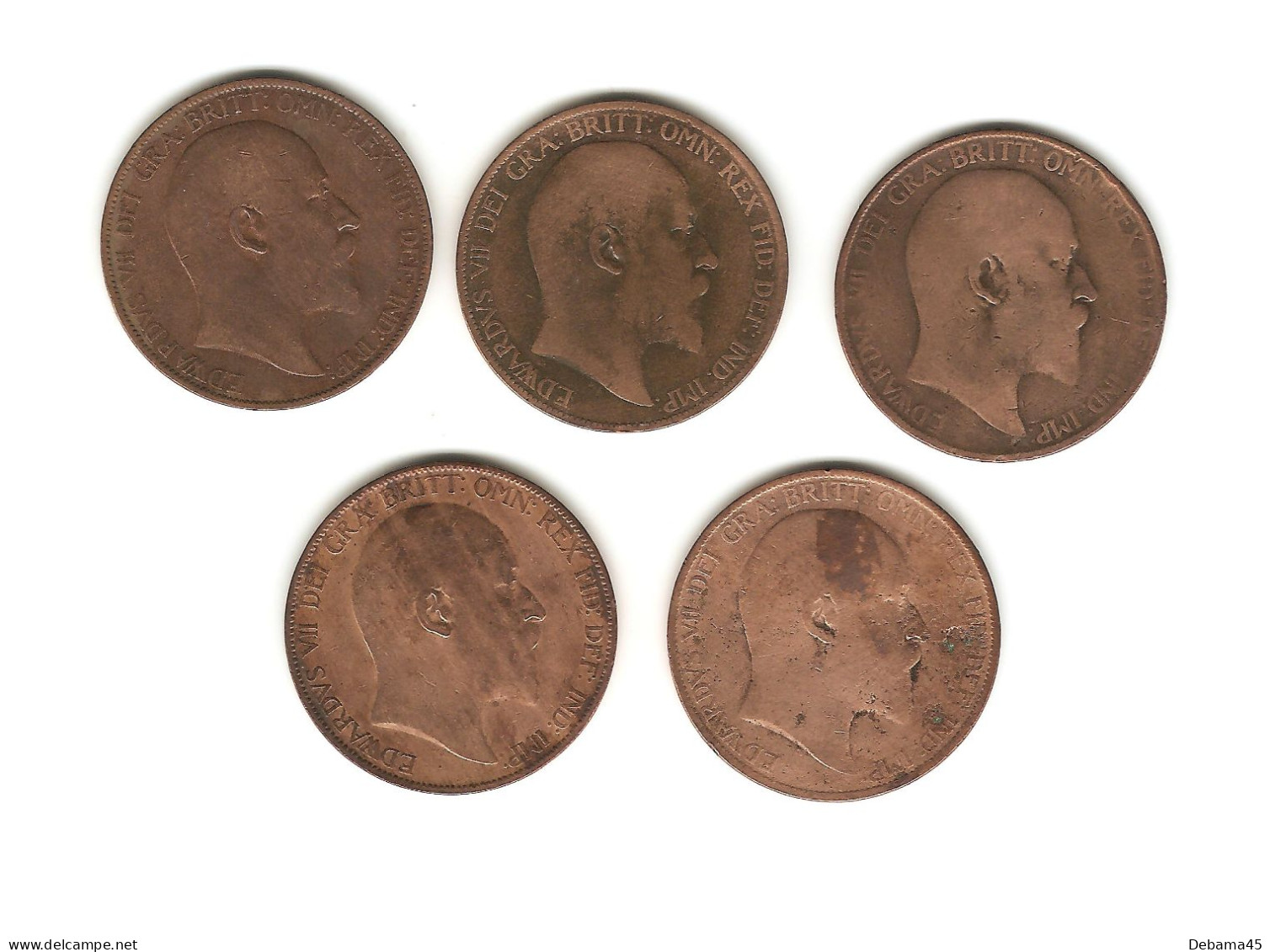 603/ Grande-Bretagne : Edward VII : 5 X 1 Penny : 1902 - 1904 - 1905 - 1906 - 1907 - Altri & Non Classificati