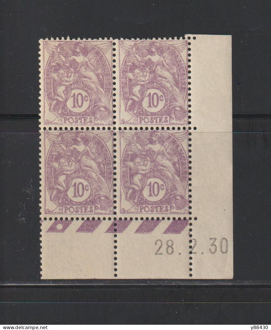 233 De 1927/1931 - Coin Daté - 1 Bloc De 4 Timbres Neufs ** - Type Blanc . 10c. Violet - 2 Scan - ....-1929