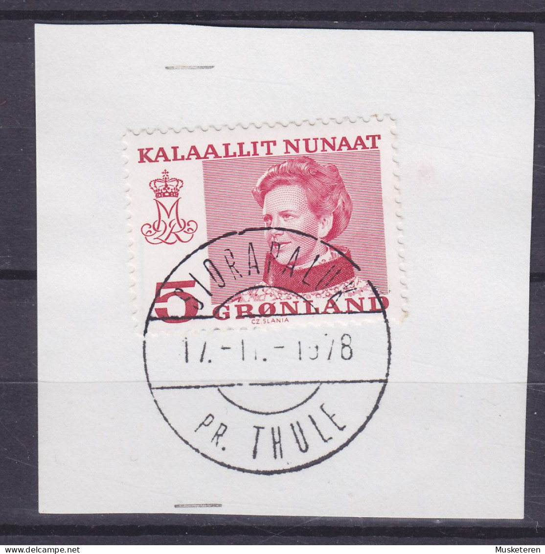 Greenland 1978 Mi. 106, 5 (Ø) Margrethe II. (Cz. Slania) Deluxe Brotype SIORAPALUK Pr. THULE Cancel On Piece !! - Used Stamps