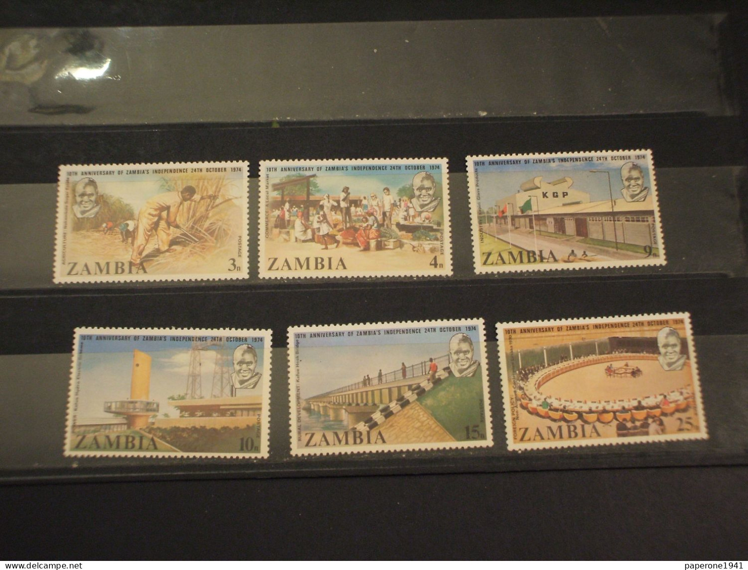 ZAMBIA - 1974 INDIPENDENZA/INDUSTRIA E LAVORO 6  VALORI - NUOVO(++) - Zambia (1965-...)