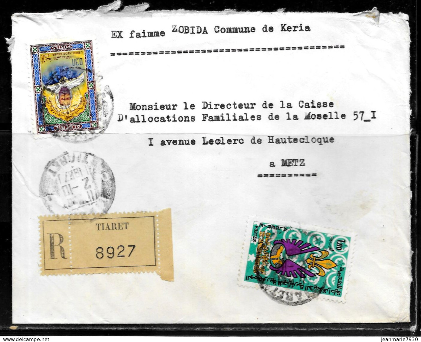 CC266 - ALGERIE - LETTRE RECOMMANDEE DE TIARET DE 1967 POUR METZ - Algeria (1962-...)