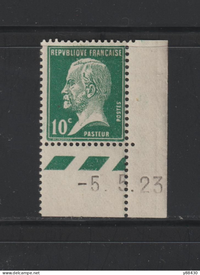 170 De 1923/26 - Coin Daté De 1 Timbre Neuf *  - Type Pasteur . 10c. Vert - 2 Scan - ....-1929