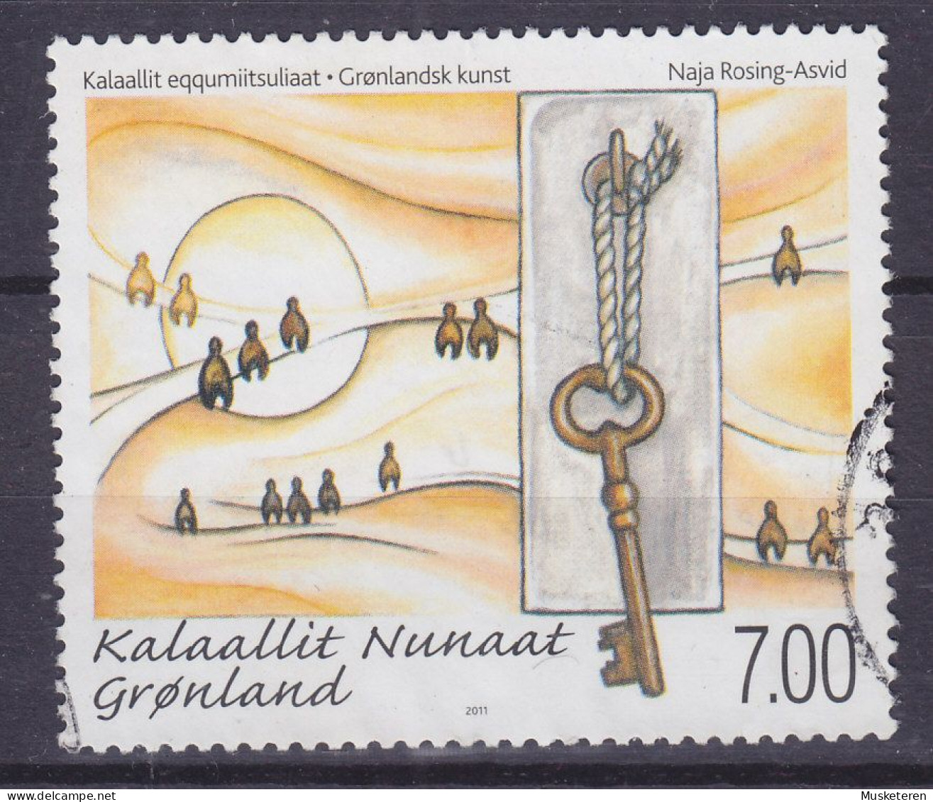 Greenland 2011 Mi. 591, 7.00 Kr. Zeitgenössische Kunst Art Landschaft Mit Schlüssel Gemälde Von Naja Rosing-Asvid - Usati