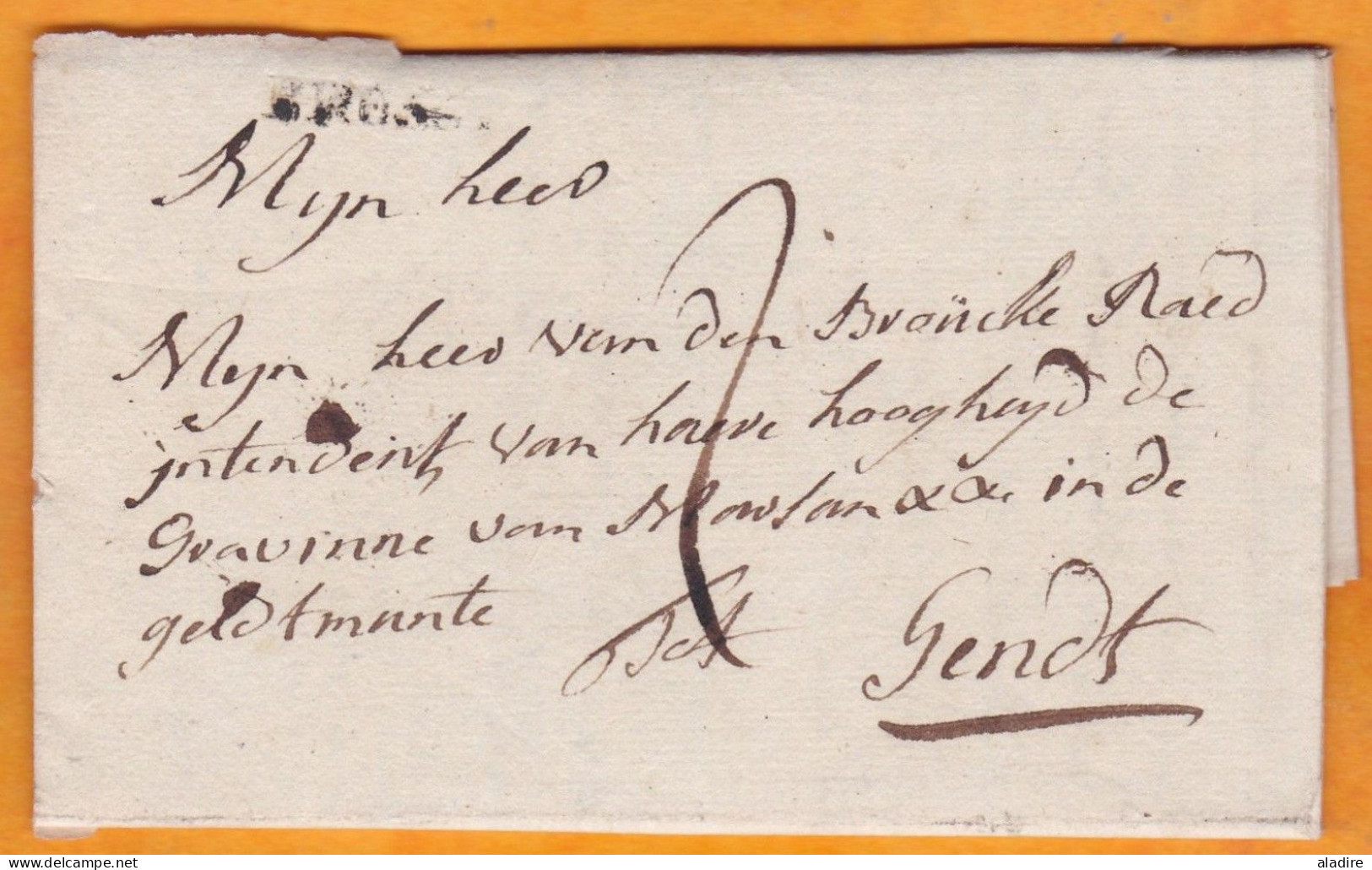 1793 - Lettre Pliée Avec Correspondance En Flamand De Geel, Flandre Vers Gendt GAND - Taxe 2 - 1790-1794 (Oostenrijkse Revolutie En Franse Inval)