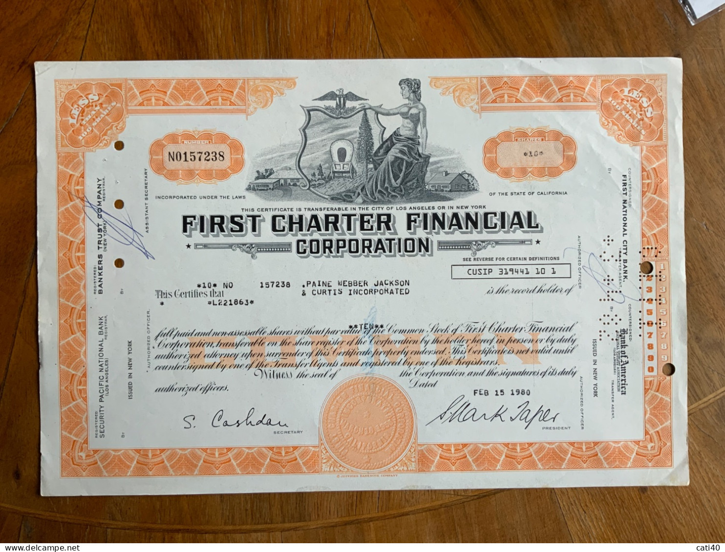 AZIONE 100 S. - FIRST CHARTER FINANCIAL CORPORATION  - BELLA DONNA E VECCHIO WEST - Industrial