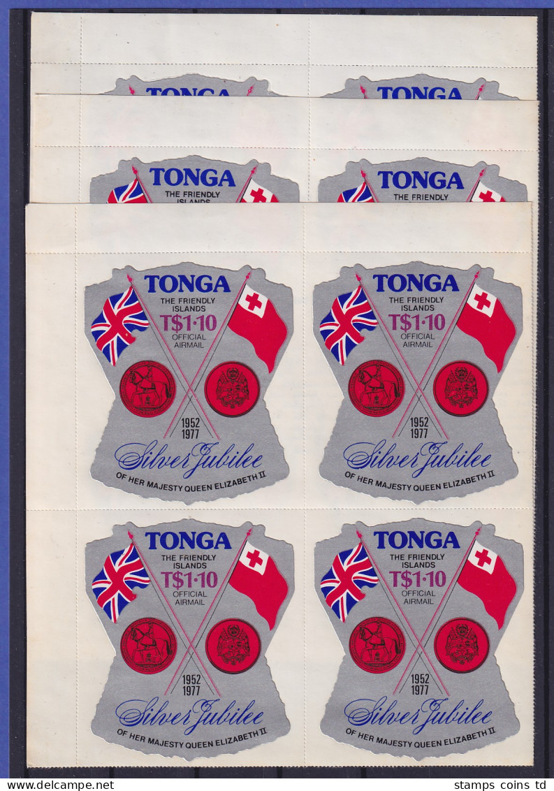 Tonga 1977 Thronjubiläum Elisabeth II. Dienstmarken Mi.-Nr.153-155 4er-Blocks ** - Tonga (1970-...)