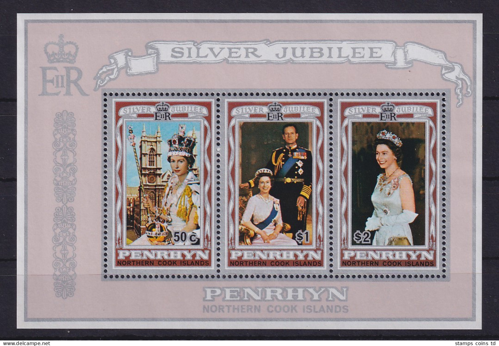 Cook Islands Penrhyn 1977 Thronjubiläum Elisabeth II. Mi.-Nr. Block 4 ** - Cook Islands