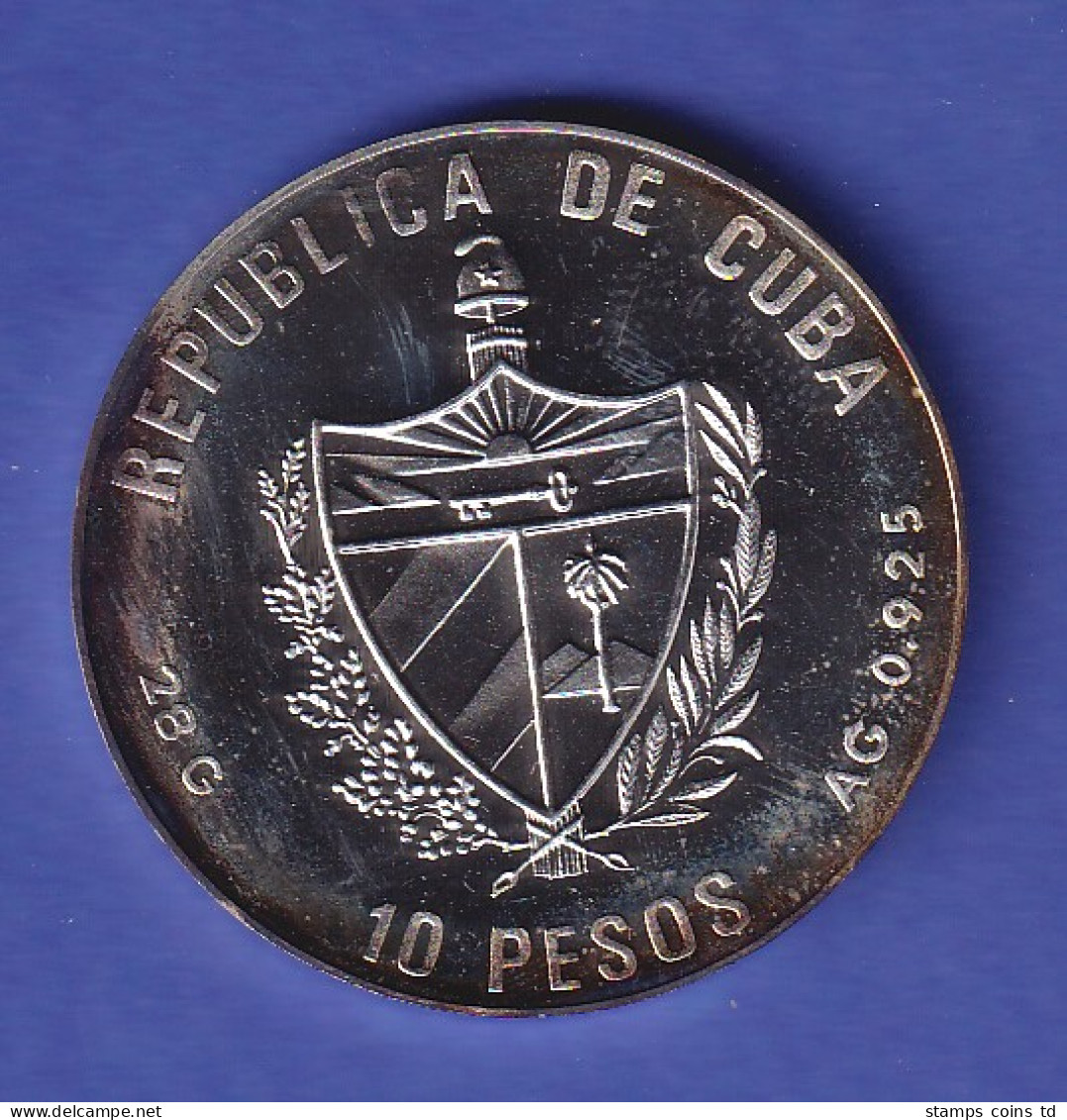 Kuba Silbermünze 10 Pesos Olympiade Barcelona Hochsprung 1990 PP - Sonstige – Amerika