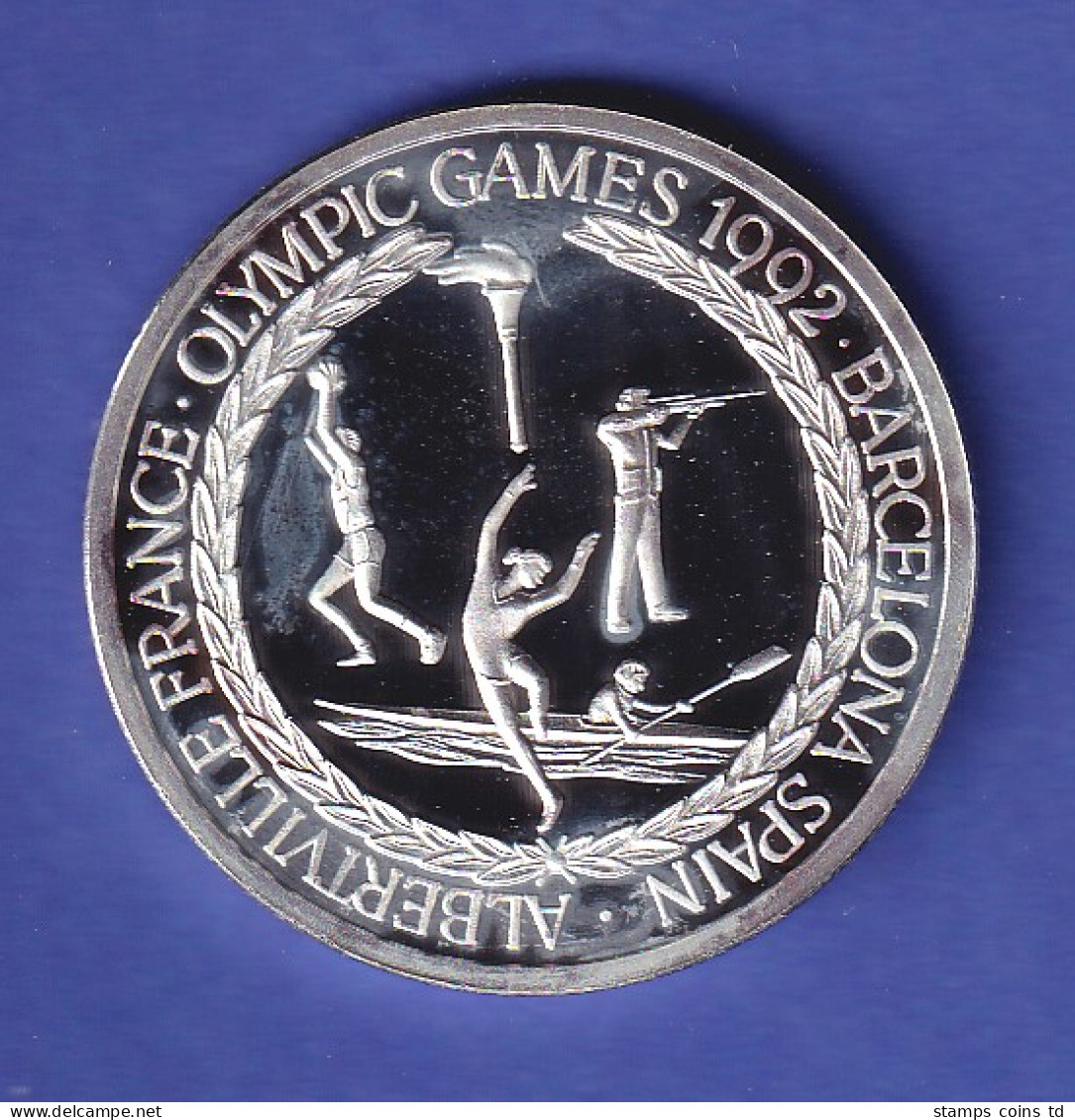 Turks And Caicos Islands Silbermünze 20 Crowns Olympische Spiele Von 1992 PP - Other - America