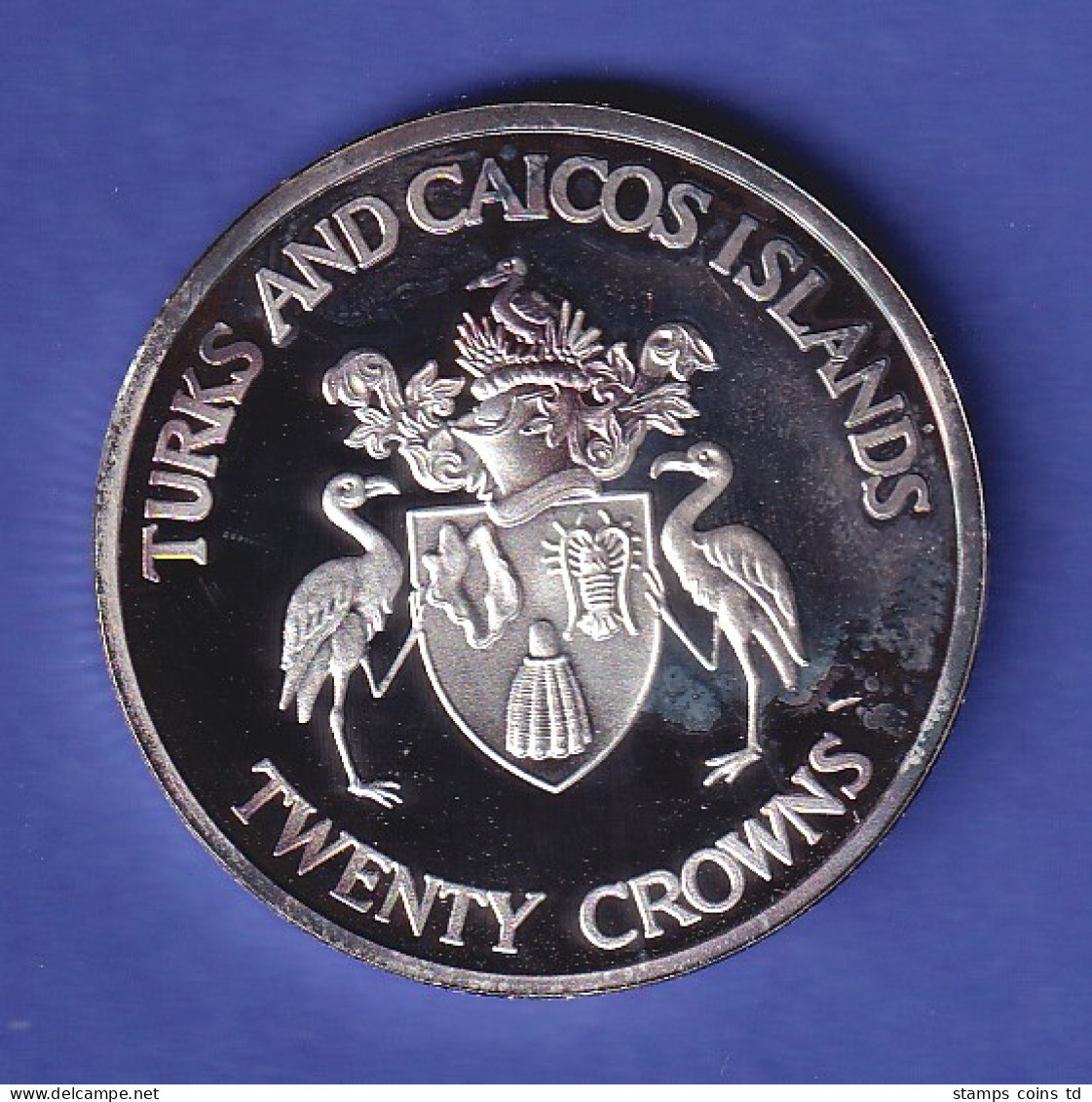 Turks And Caicos Islands Silbermünze 20 Crowns Olympische Spiele Von 1992 PP - Other - America