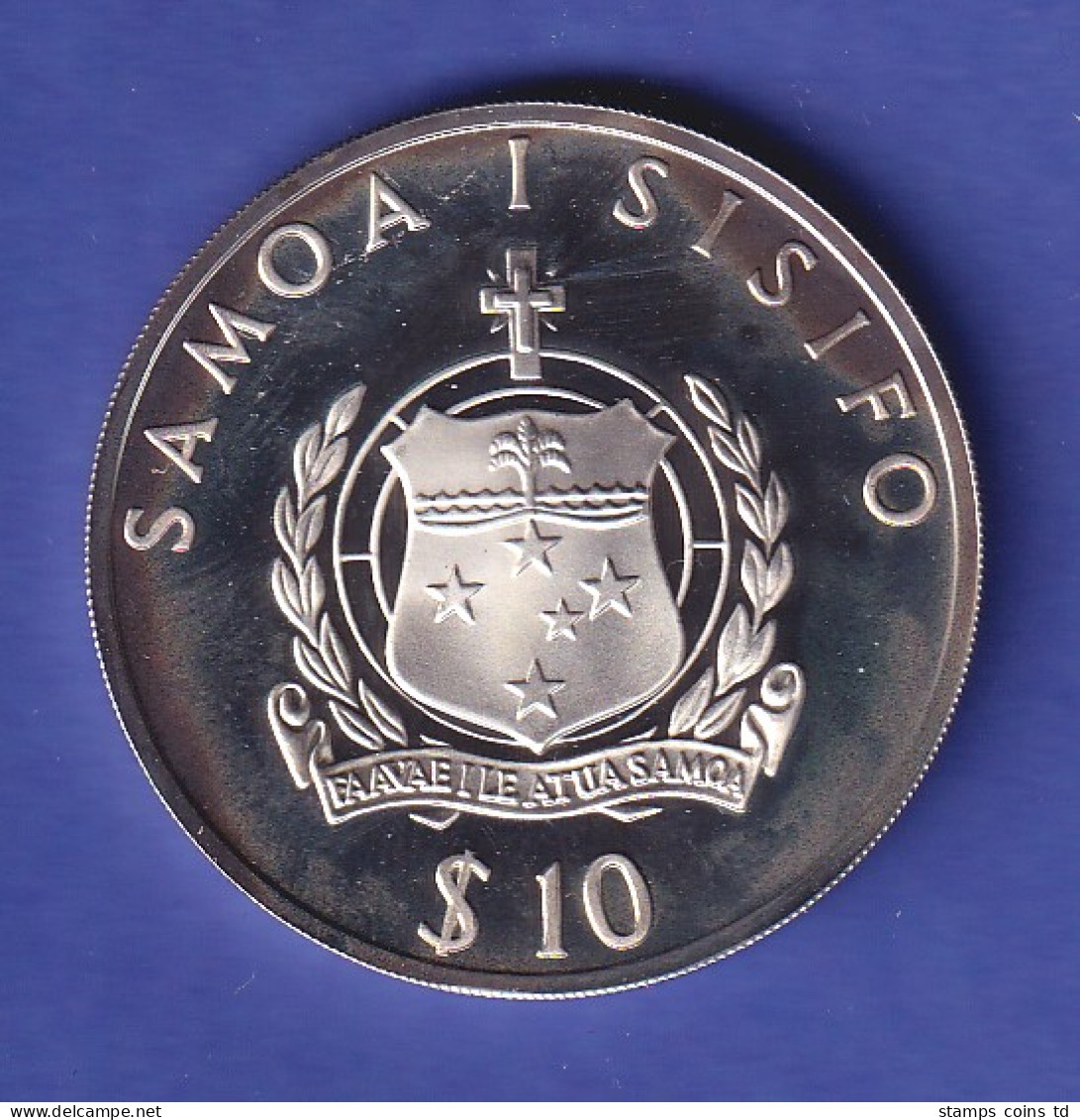 Samoa Silbermünze 10 $ Olympiade Barcelona Speerwerfer 1991 PP - Altri – Oceania