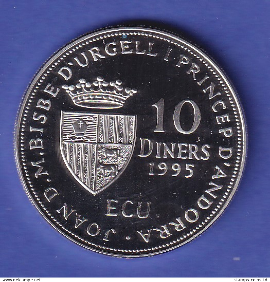 Andorra Silbermünze 10 Diners Beitritt Zum Europarat 1995 PP - Andorra