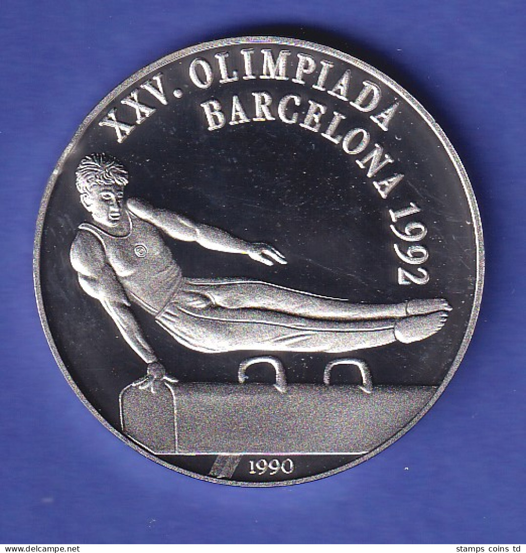 Kuba Silbermünze 10 Pesos Olympiade Barcelona Seitpferd-Turnen 1992 PP - Other - America