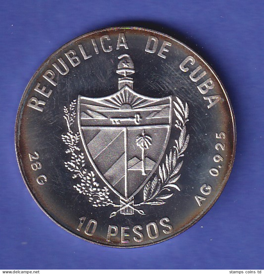 Kuba Silbermünze 10 Pesos Olympiade Barcelona Seitpferd-Turnen 1992 PP - Autres – Amérique