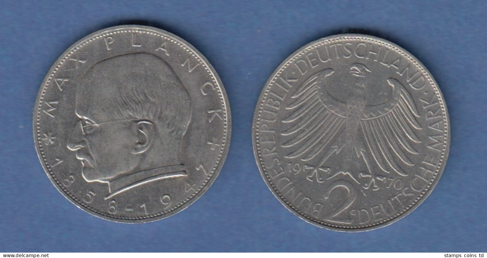 Bundesrepublik Kursmünze 2 Mark Max Planck 1970 G - Andere & Zonder Classificatie