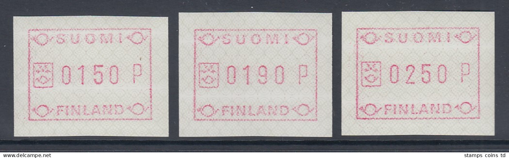 Finnland 1989 FRAMA-ATM Ornamente, Mi.-Nr. 5.2  Satz 150-190-250 ** - Vignette [ATM]