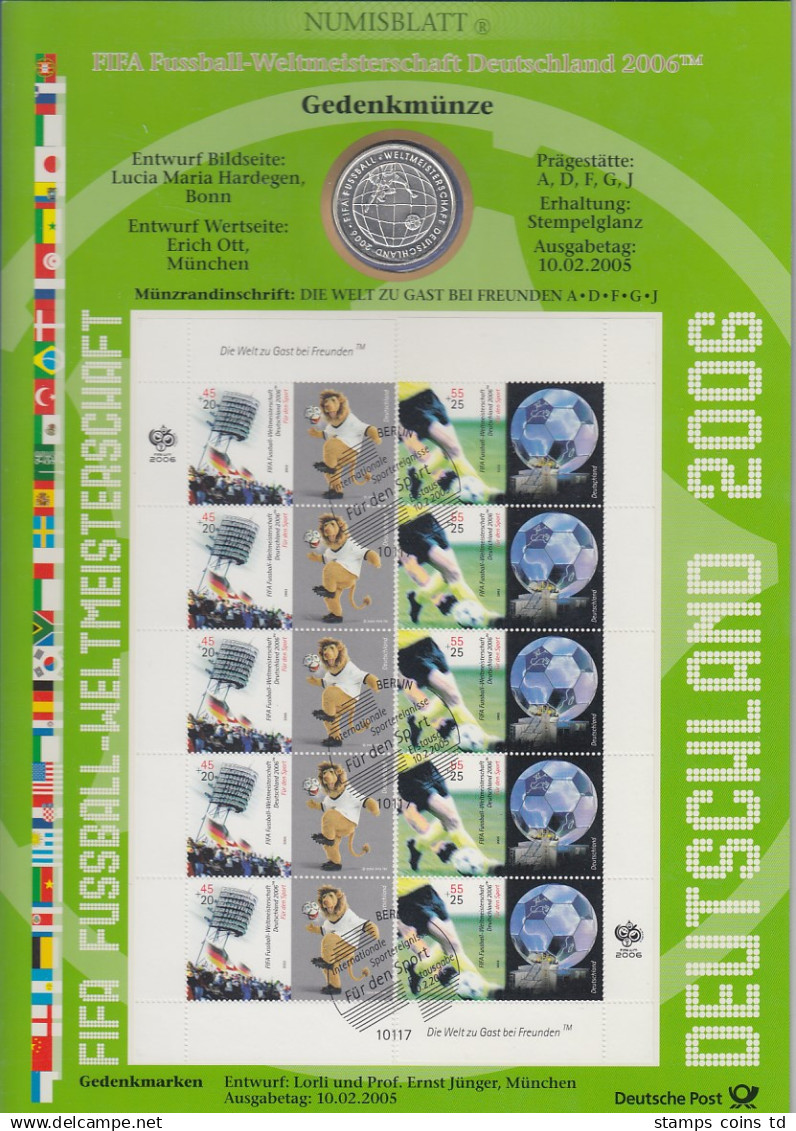 Bundesrepublik Numisblatt Fussball-WM / 2005  Mit 10-Euro-Silbermünze - Collections