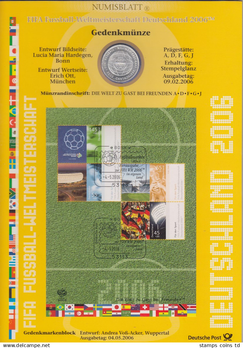 Bundesrepublik Numisblatt Fussball-WM / 2006  Mit 10-Euro-Silbermünze - Verzamelingen