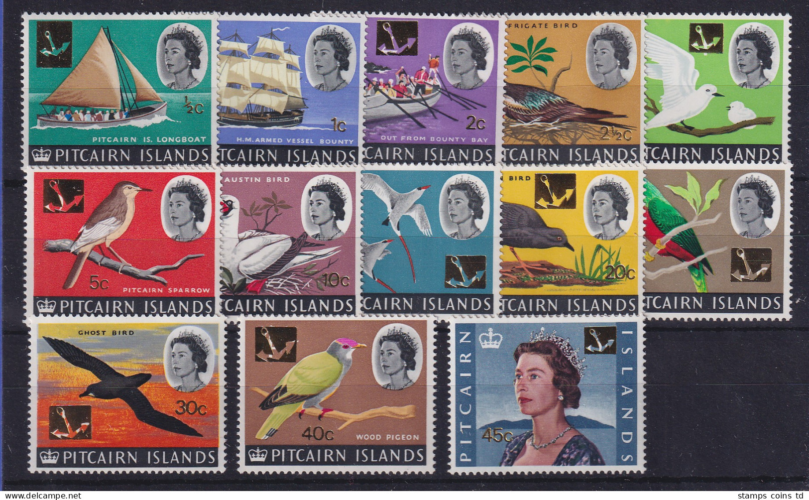 Pitcairn Islands 1967 Bounty, Einheimische Vögel Mi.-Nr. 72-84 Postfrisch ** - Pitcairn Islands