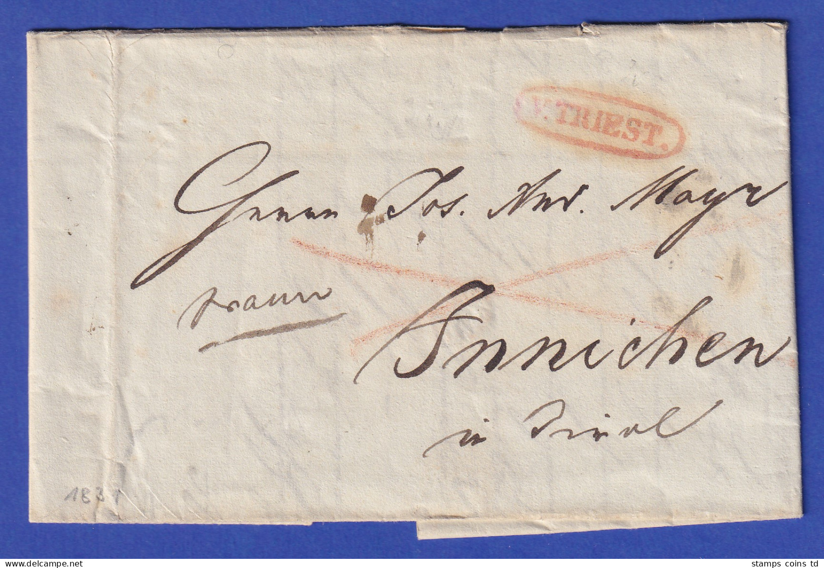 Österreich Geschäftsbrief Mit Ovalstempel V.TRIEST 1831 - ...-1850 Prephilately