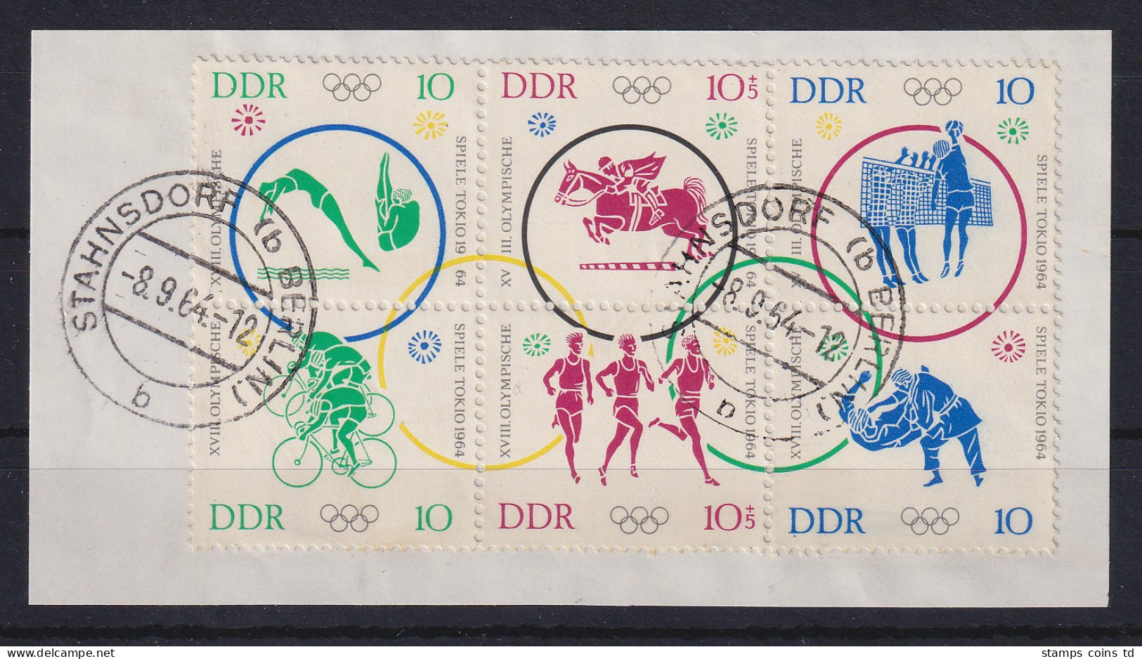 DDR 1964 Olympiade Tokio Sechserblock Mi.-Nr. 1039-1044 Gestempelt STAHNSDORF - Autres & Non Classés