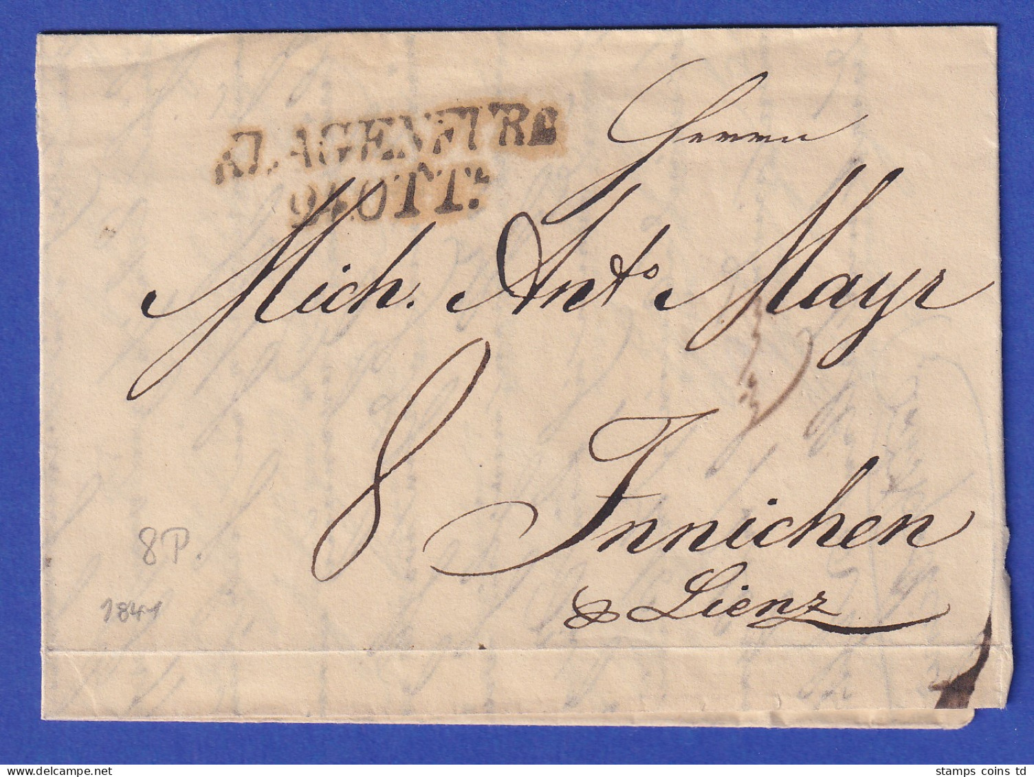 Österreich Geschäftsbrief Mit Zweizeiler KLAGENFURT Von 1841 - ...-1850 Prephilately