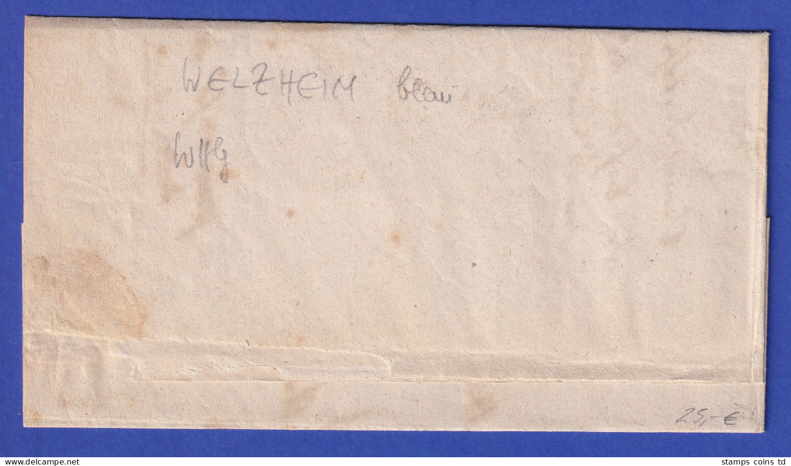 Württemberg Dienstbrief Mit Einzeiler WELZHEIM In Blau 1851 - Other & Unclassified
