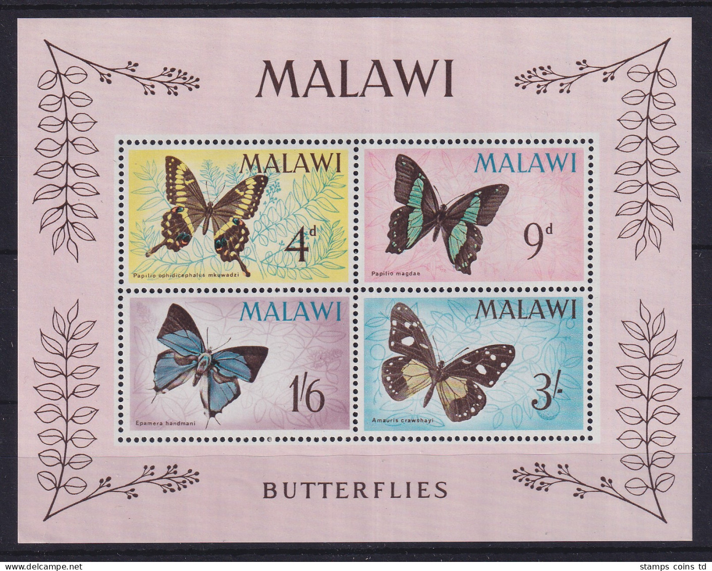 Malawi 1966 Schmetterlinge Mi.-Nr. Block 5 Postfrisch ** - Malawi (1964-...)