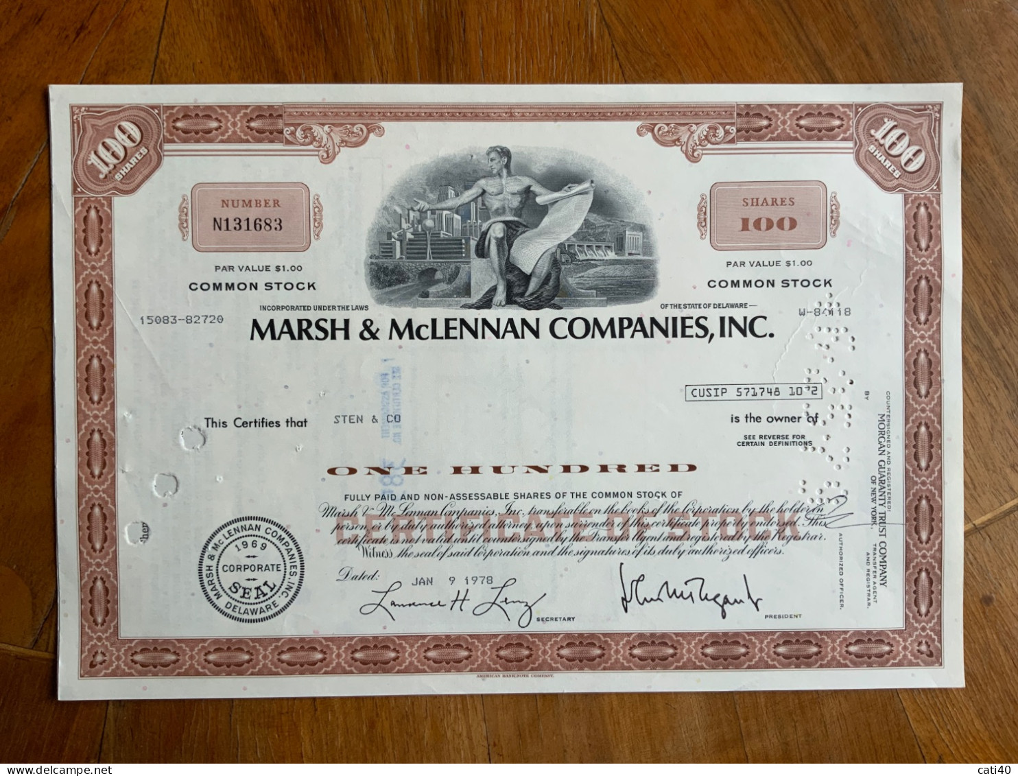 AZIONE 100 S. - MARSH & McLENNAN COMPANIES , INC.  - PANORAMA CON GRATTACIELI - Industrie