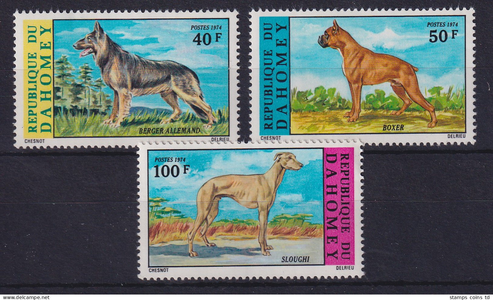 Dahomey 1974 Hunde Mi.-Nr. 554-556 **  - Benin - Dahomey (1960-...)