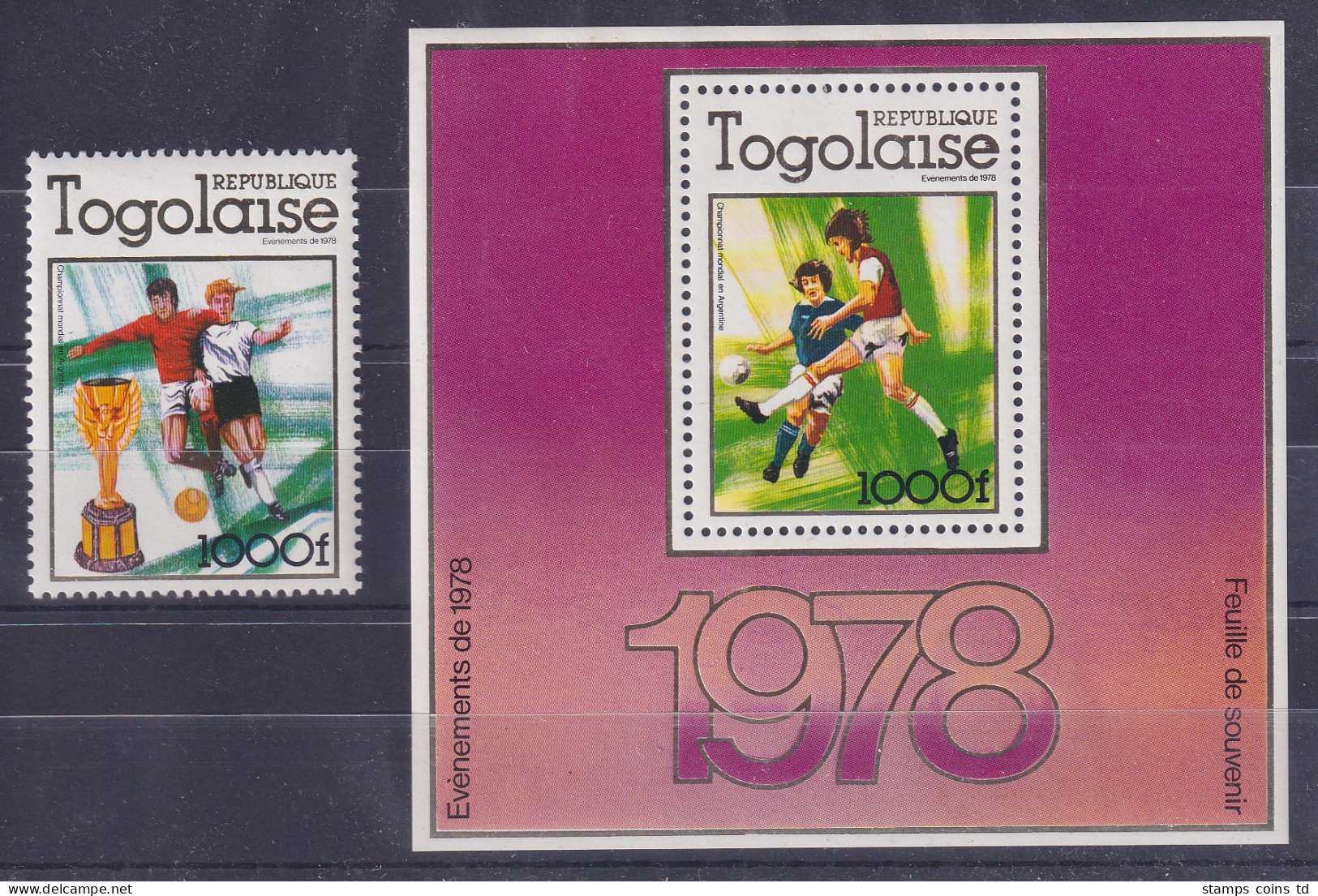 Togo 1978 Fußball-WM Mi.-Nr. 1282 A Und Block 128 A Postfrisch **  - Togo (1960-...)