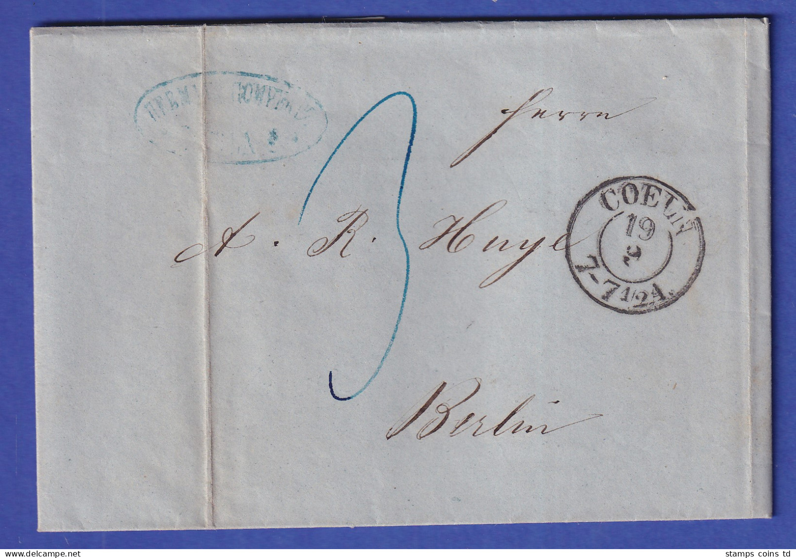 Preußen Brief Mit Zweikreisstempel COELN, 1854 - Other & Unclassified