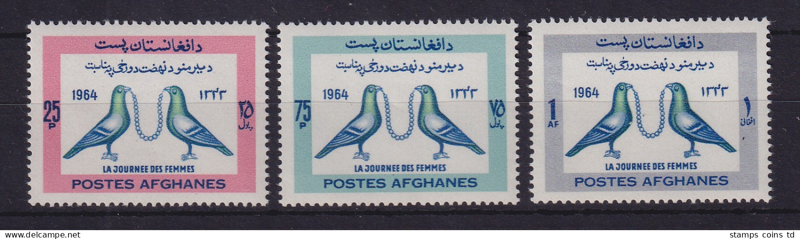 Afghanistan 1964 Frauentag Tauben Mit Halskette Mi.-Nr. 935-937 Postfrisch ** - Afghanistan