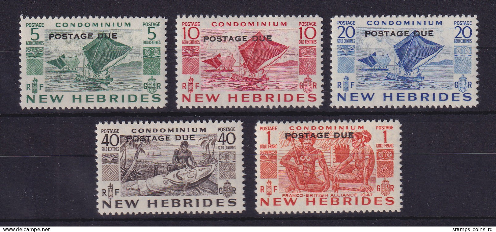 Vanuatu / Neue Hebriden 1953 Portomarken Mi.-Nr. 26-30 Satz Kpl. ** / MNH - Vanuatu (1980-...)