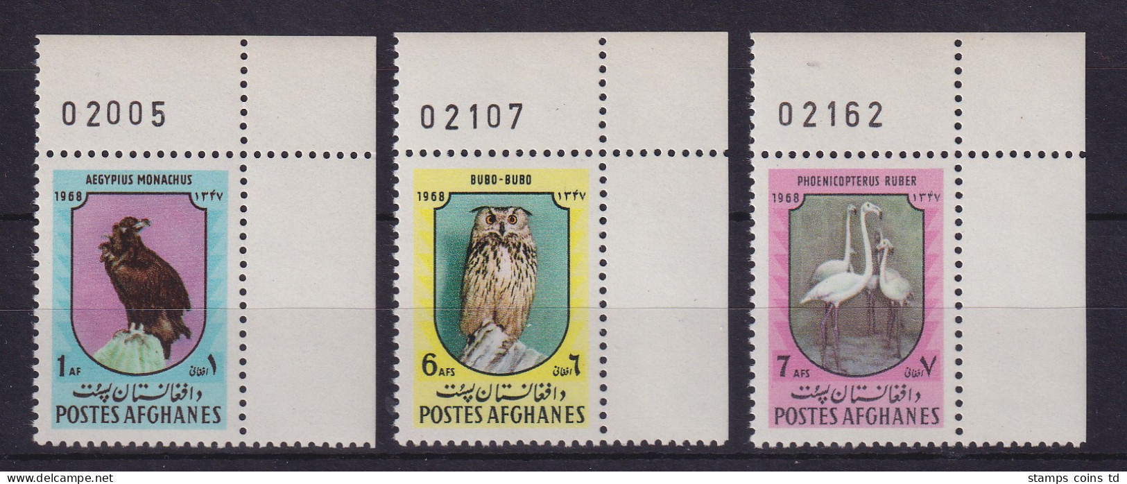 Afghanistan 1968 Vögel Mi.-Nr. 1021-1023 Eckrandstücke OR Postfrisch ** - Afghanistan