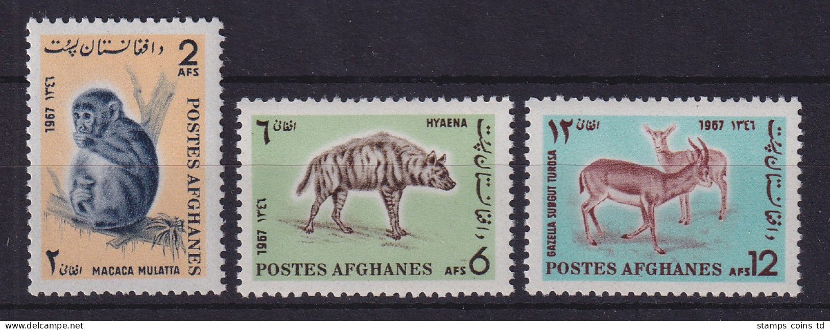 Afghanistan 1967 Makak, Hyäne, Gazellen Mi.-Nr. 994-996 Postfrisch ** - Afghanistan