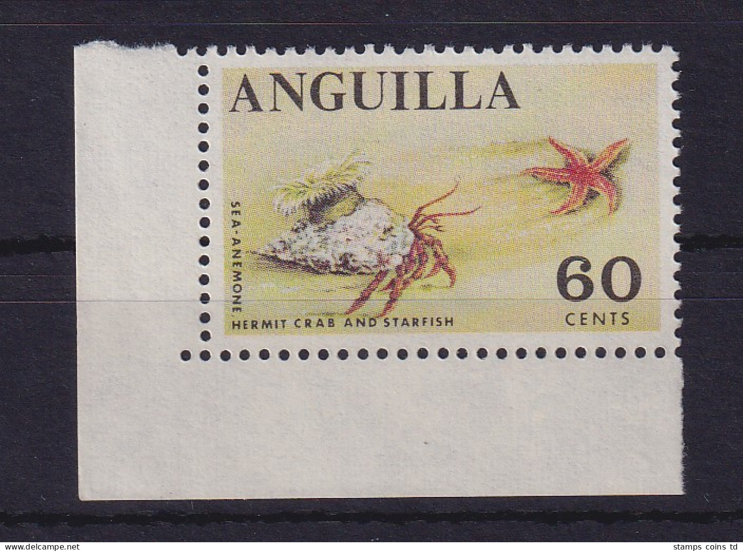 Anguilla 1967 Einsiedlerkrebs Und Seestern Mi.-Nr. 28 Eckrandstück UL ** - Anguilla (1968-...)