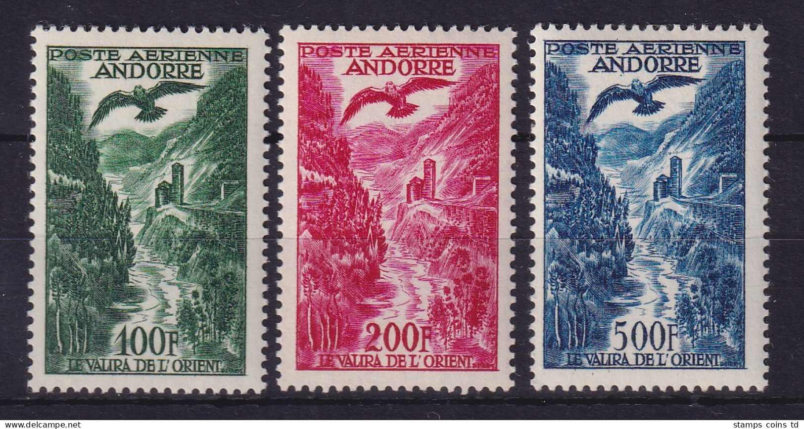 Franz.-Andorra Flugpost Adler 100-200-500 Fr.  Mi.-Nr. 158-60 Postfrisch ** - Autres & Non Classés