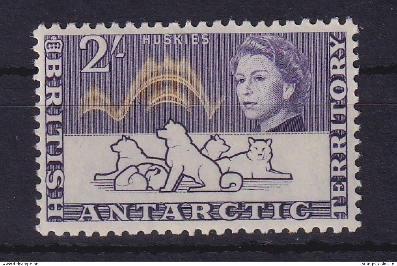 Britische Antarktis 1963 Schlittenhunde Und Polarlicht Mi.-Nr. 11 Postfrisch ** - Altri & Non Classificati