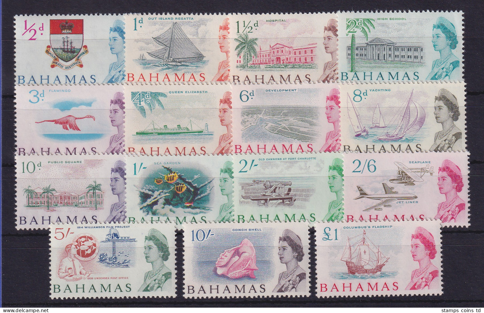 Bahamas 1965 Landestypische Motive Mi.-Nr. 209-223 Postfrisch ** - Bahamas (1973-...)