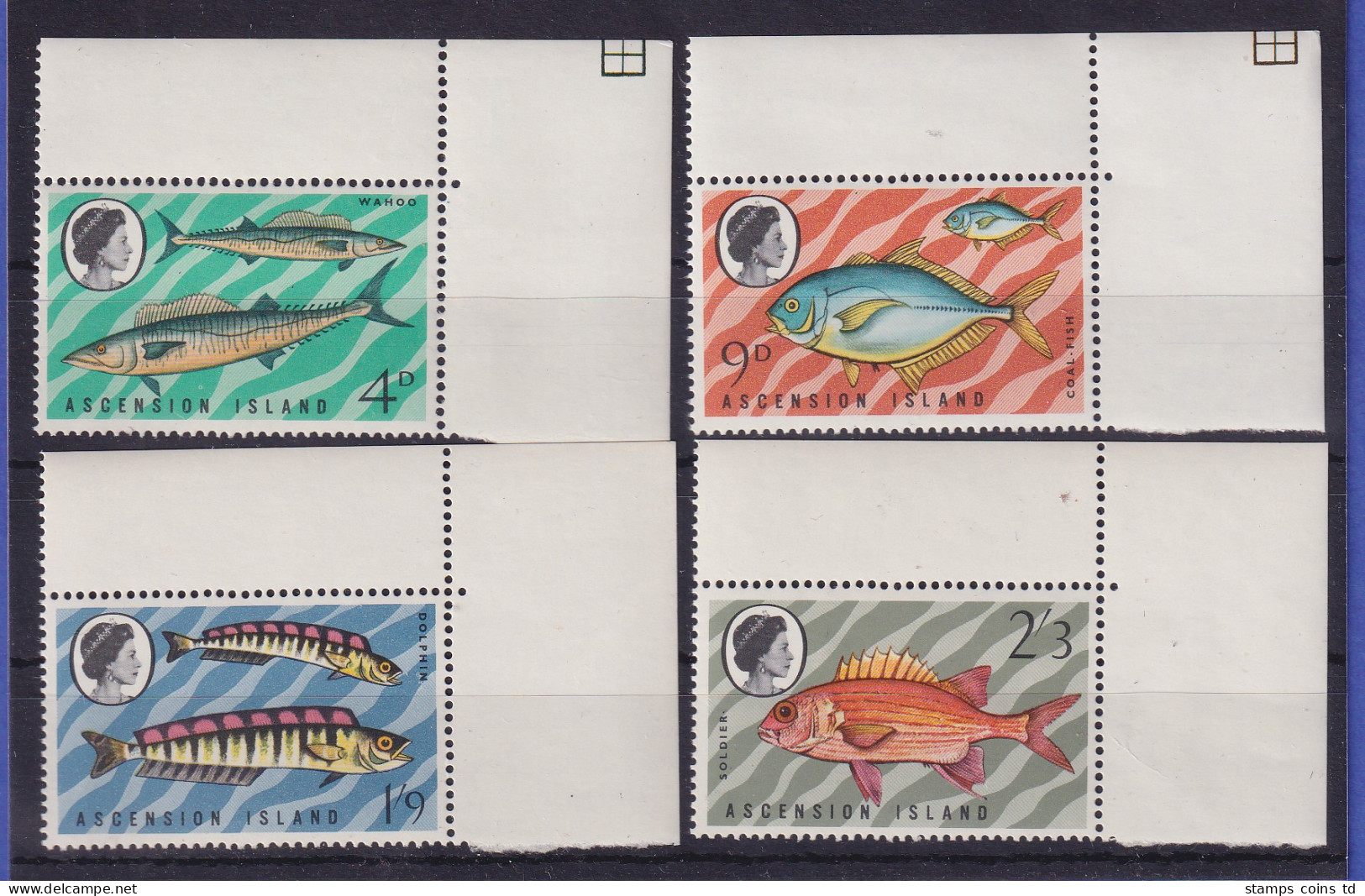 Ascension Island 1969 Fische Mi.-Nr. 130-133 Eckrandstücke OR Postfrisch ** - St. Helena