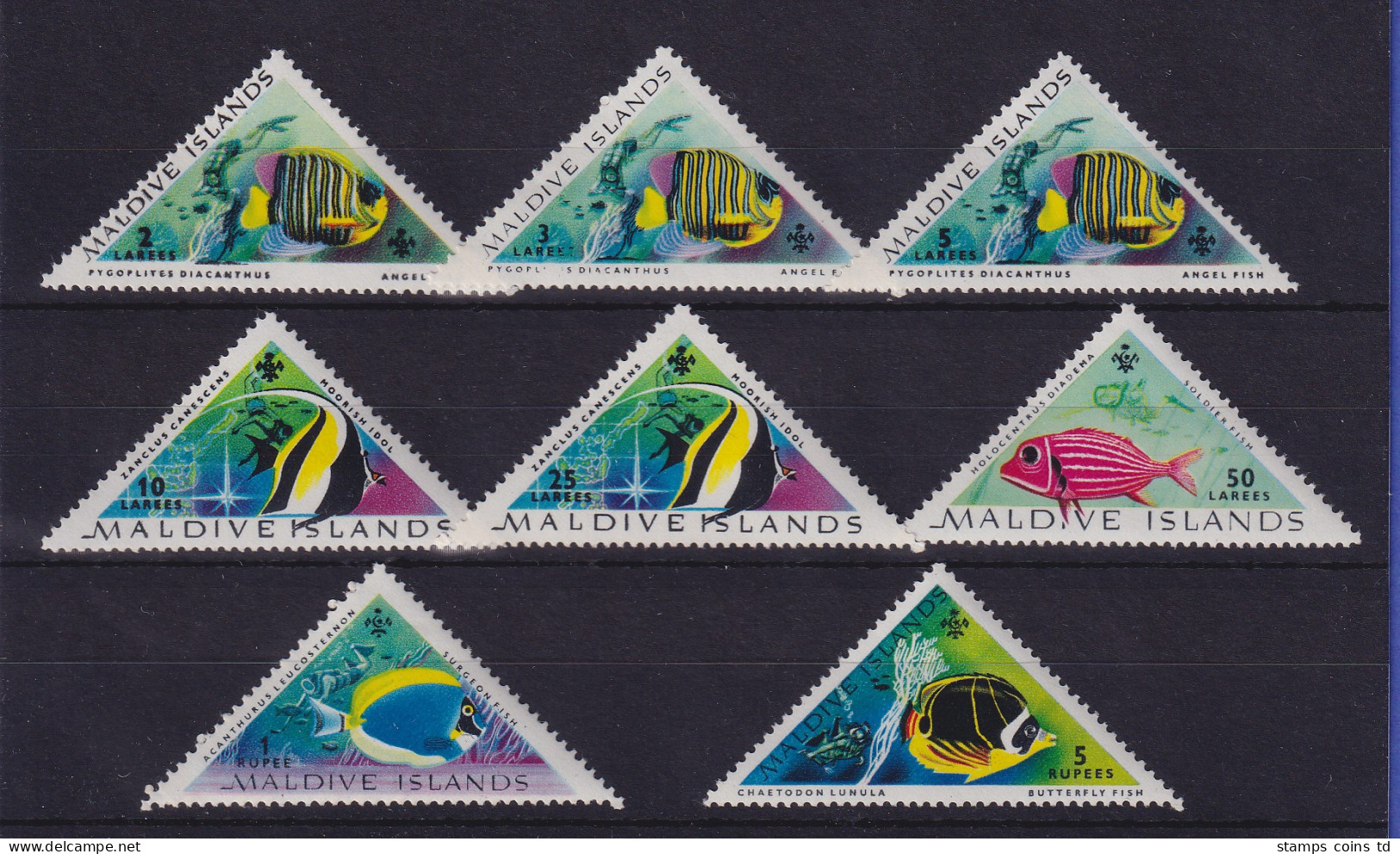 Malediven 1963 Tropische Fische Mi.-Nr. 109-116 Postfrisch ** - Maldives (1965-...)