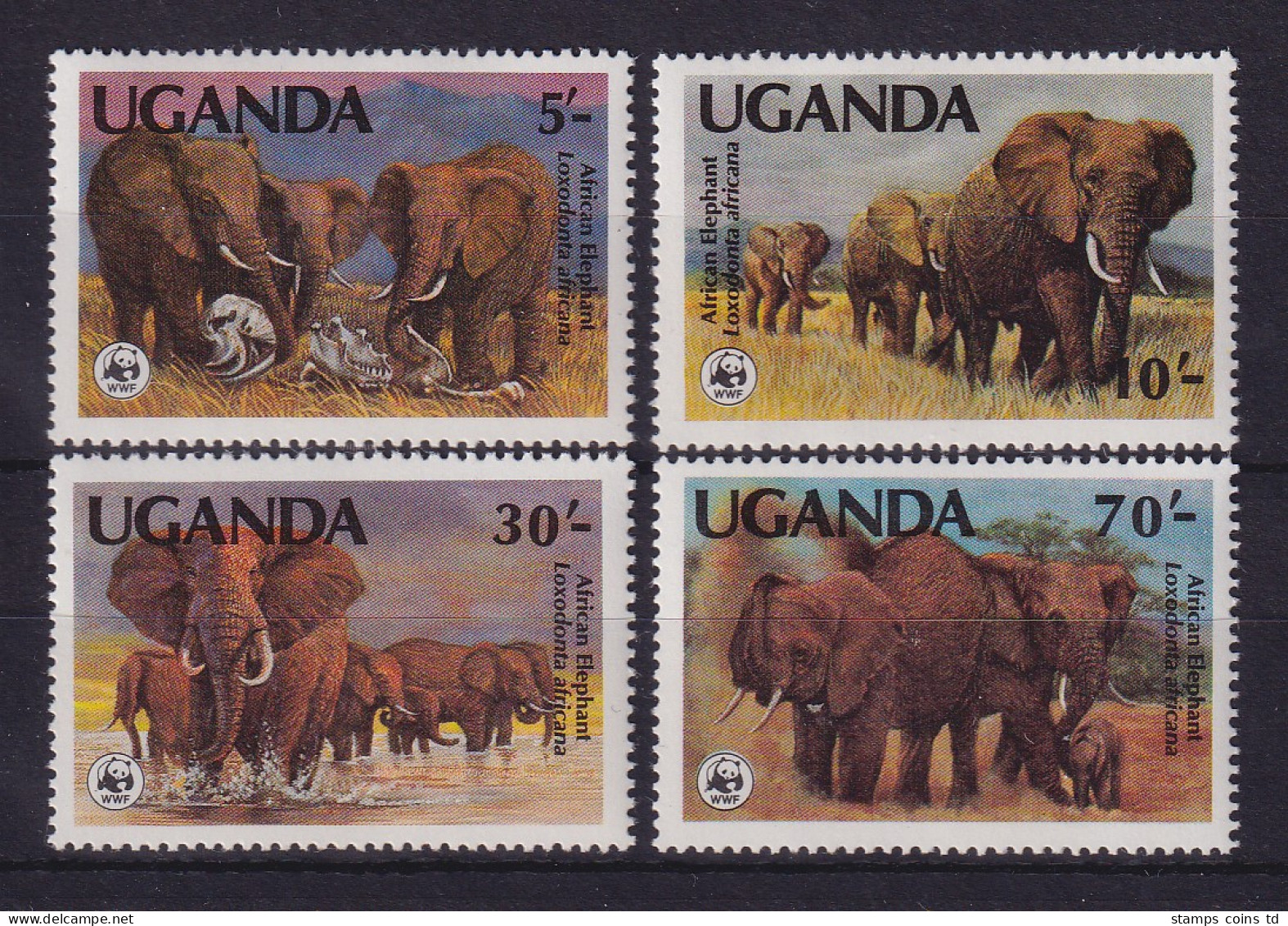 Uganda 1983 Afrikanische Elefanten Mi.-Nr. 361-364 A Postfrisch ** - Ouganda (1962-...)