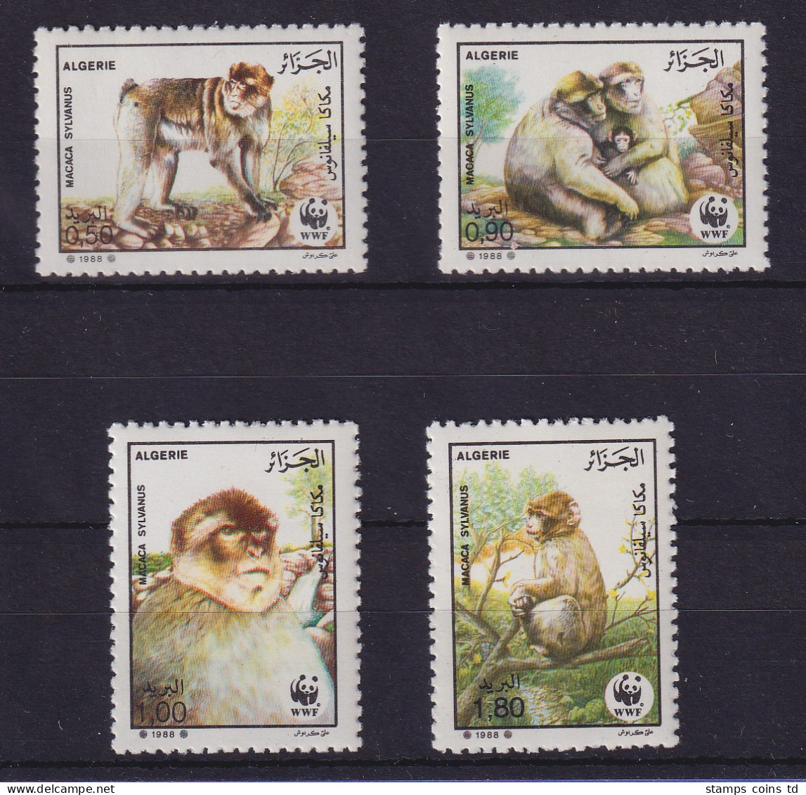 Algerien 1988 Magot Berberaffe Mi.-Nr. 972-975 Postfrisch ** - Monkeys