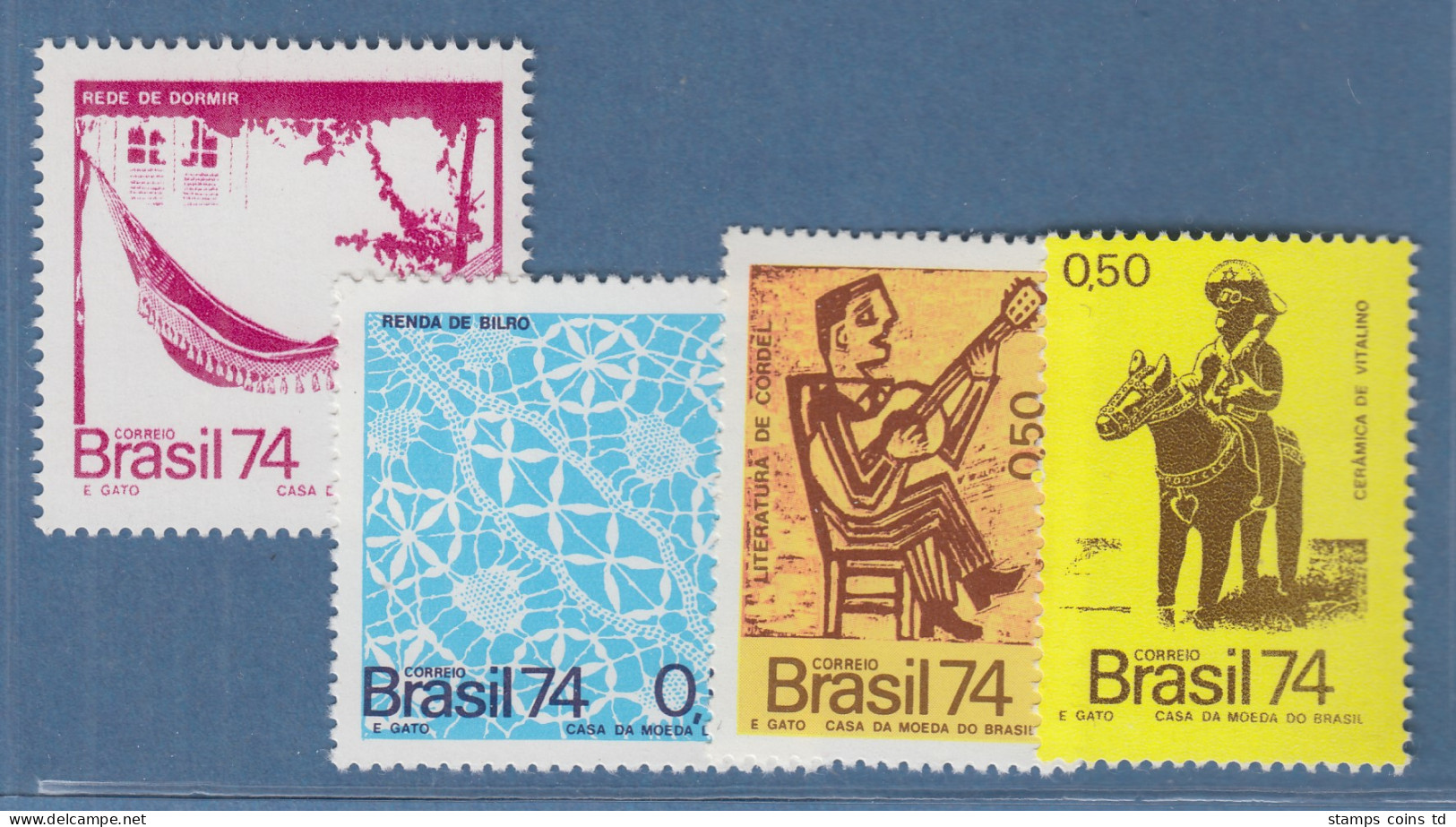 Brasilien 1974 Volkskunst Hängematte Reiter Klöppelspitze Mi.-Nr. 1453-57 ** - Autres & Non Classés