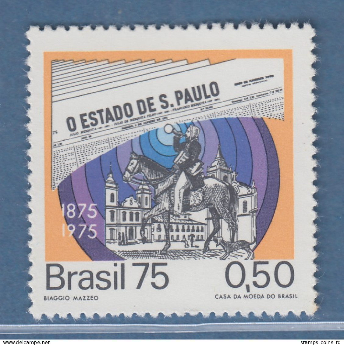 Brasilien 1975 Zeitung O Estado De Sao Paulo Berittener Verkäufer Mi-Nr. 1467 ** - Autres & Non Classés