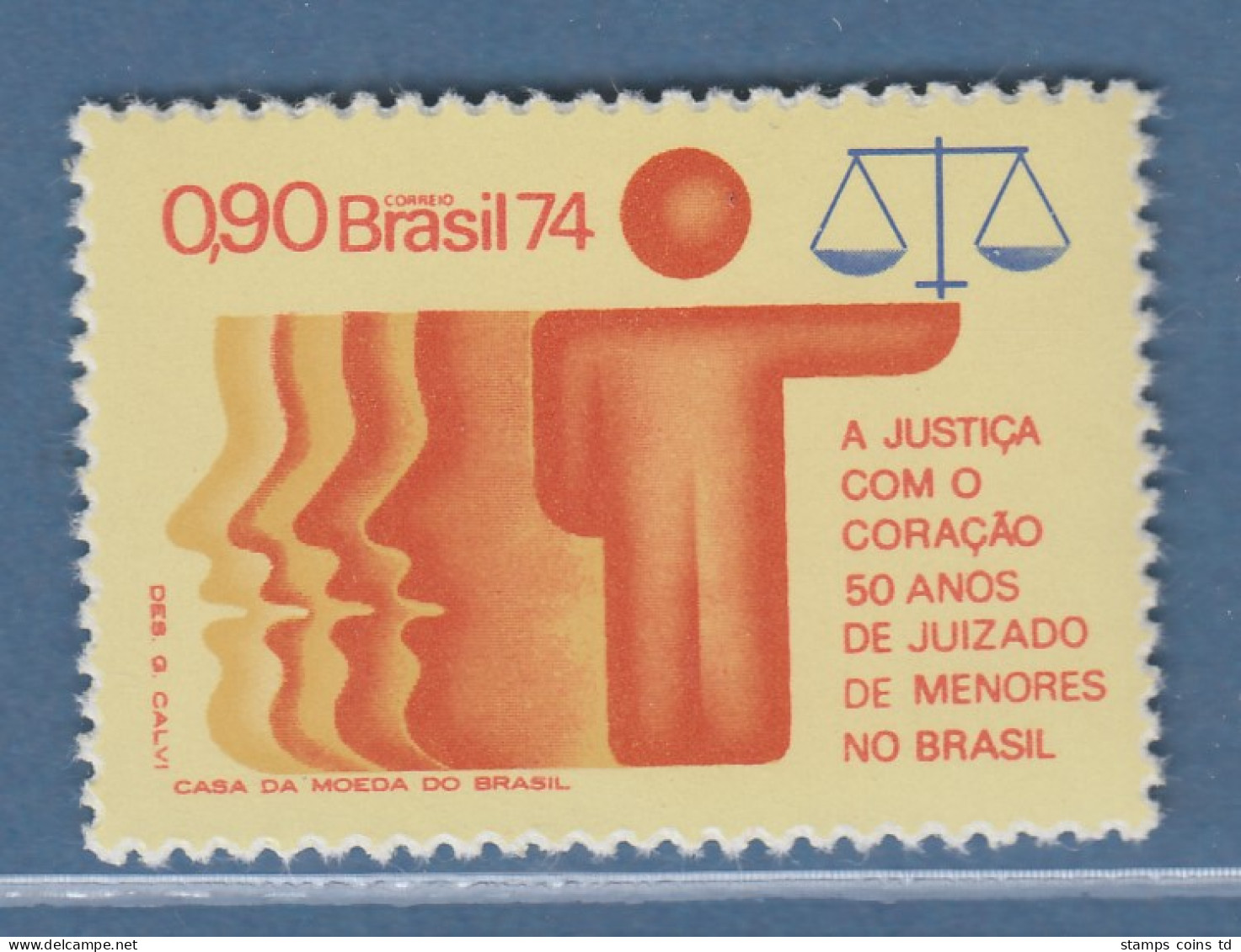 Brasilien 1974 Jugendgericht Figur Mit Waage Der Gerechtigkeit Mi.-Nr. 1465 ** - Autres & Non Classés